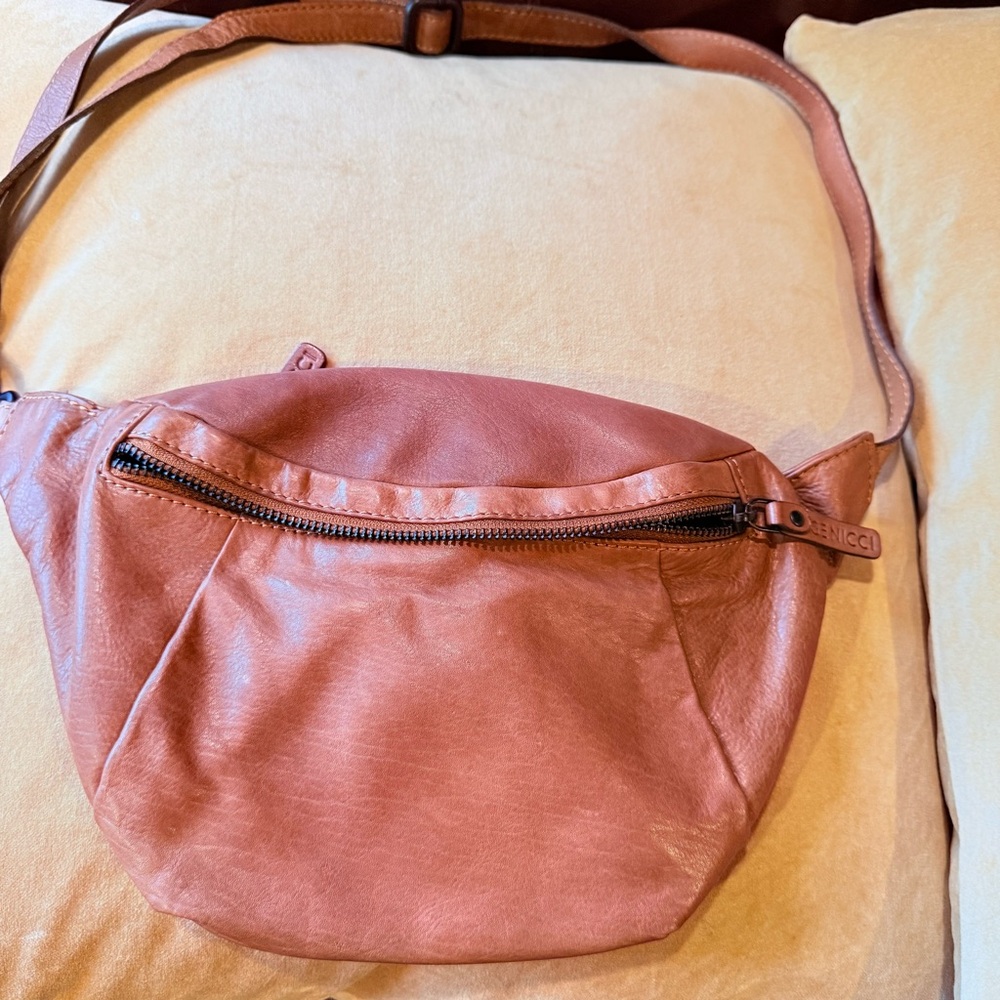Leather Crossbody Belt Bag in Brown
